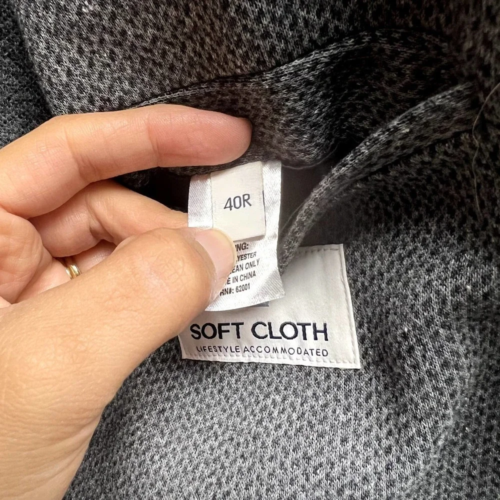 Soft Cloth Herringbone Two-Button Blazer‎ Grey